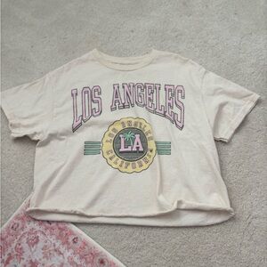 Junk Food Clothing Cream Tee with Pink Los Angeles Print